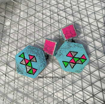 Hexagon Contemporary Earrings [Cadet Blue]