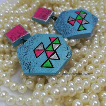 Hexagon Contemporary Earrings [Cadet Blue]