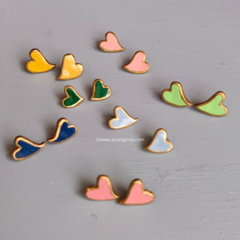 Heart Clay Studs [Pastel Pink]